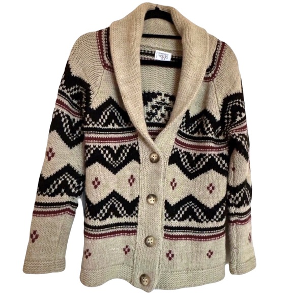 Dimensione Maglia Women’s Aztec Sweater Cardigan Sweater Wool Alpaca - Small - Picture 1 of 4